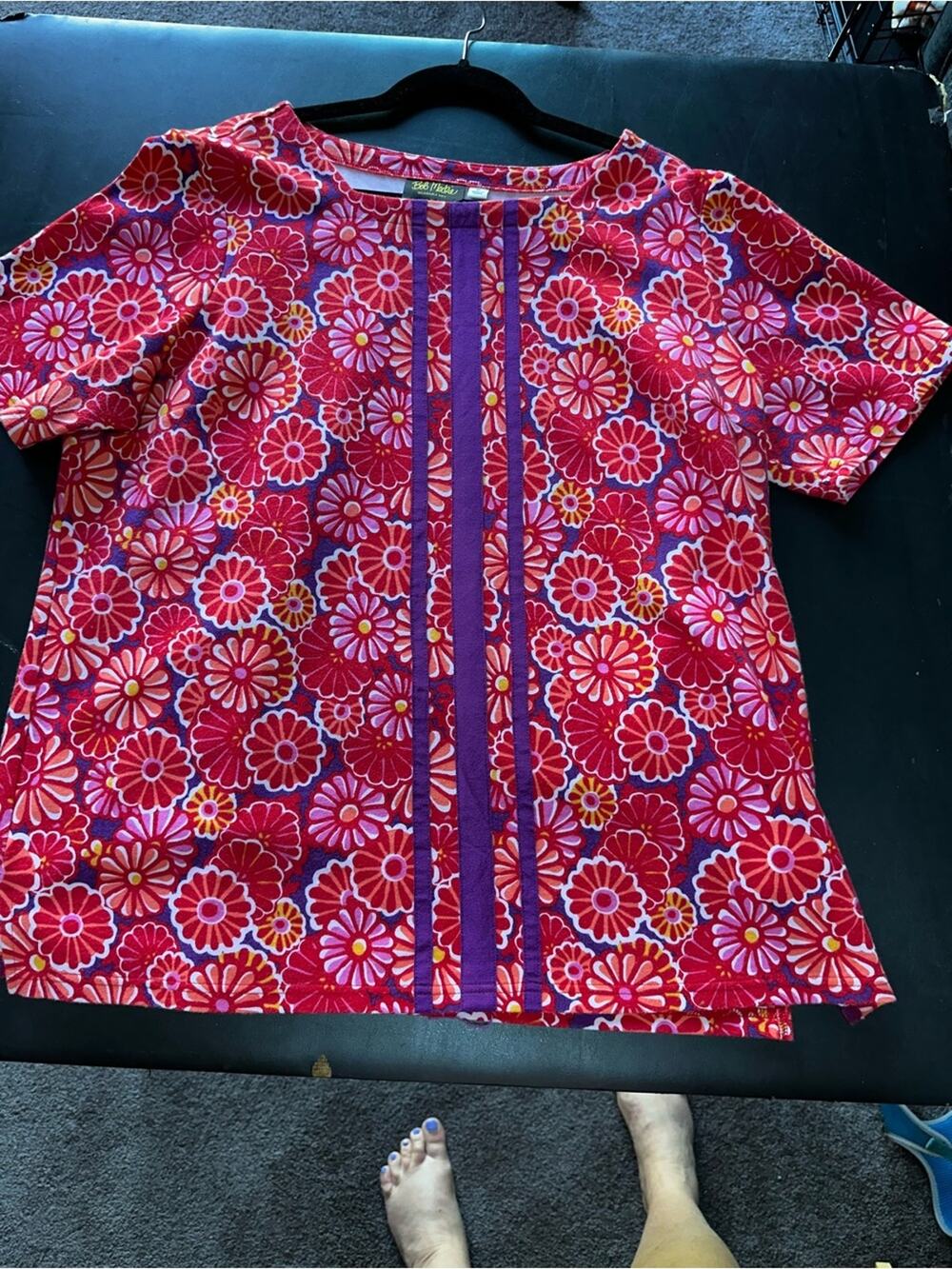 Bob Mackie Wearable Art Top Pink Purple Orange Medallion Knit Plus Size Blouse